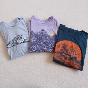 slow loris ♡ 3 cotton tee shirts hiking tree waves sunset night ride moon